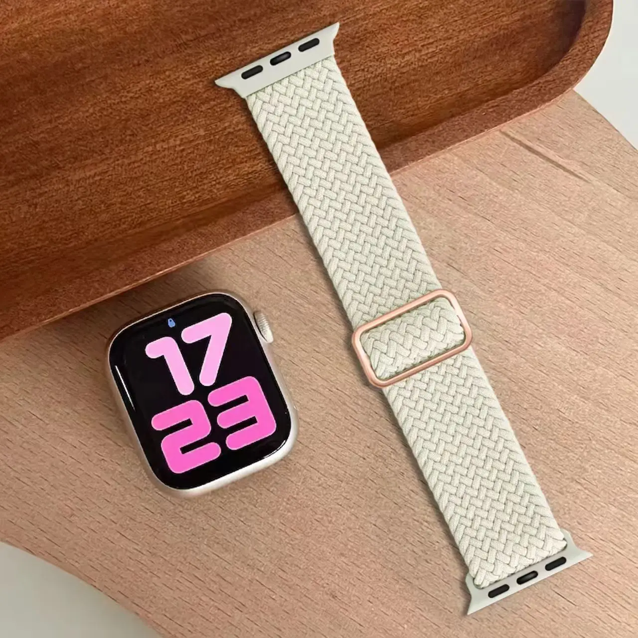 Verstelbare nylon band voor Apple Watch Ultra 3-2-1 49mm 44mm 45mm 40mm 41mm 42-46mm Lichtgewicht en comfortabele geweven nylon band