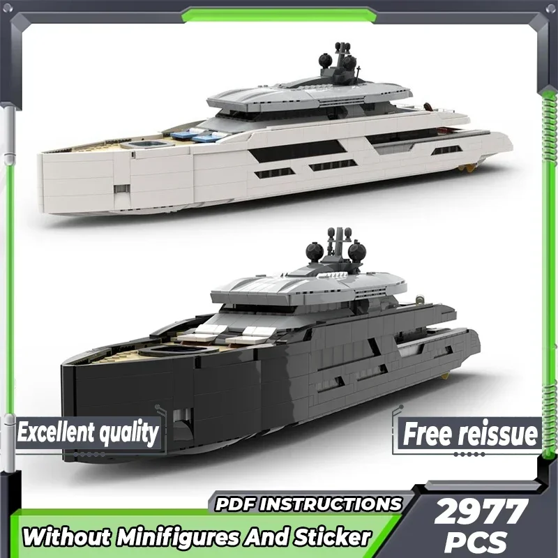 Stadt Schiff Modell Moc Bausteine Mini Weiß Schwarz Yacht Technologie Modulare Blöcke Geschenke Weihnachten Spielzeug DIY Sets Montage