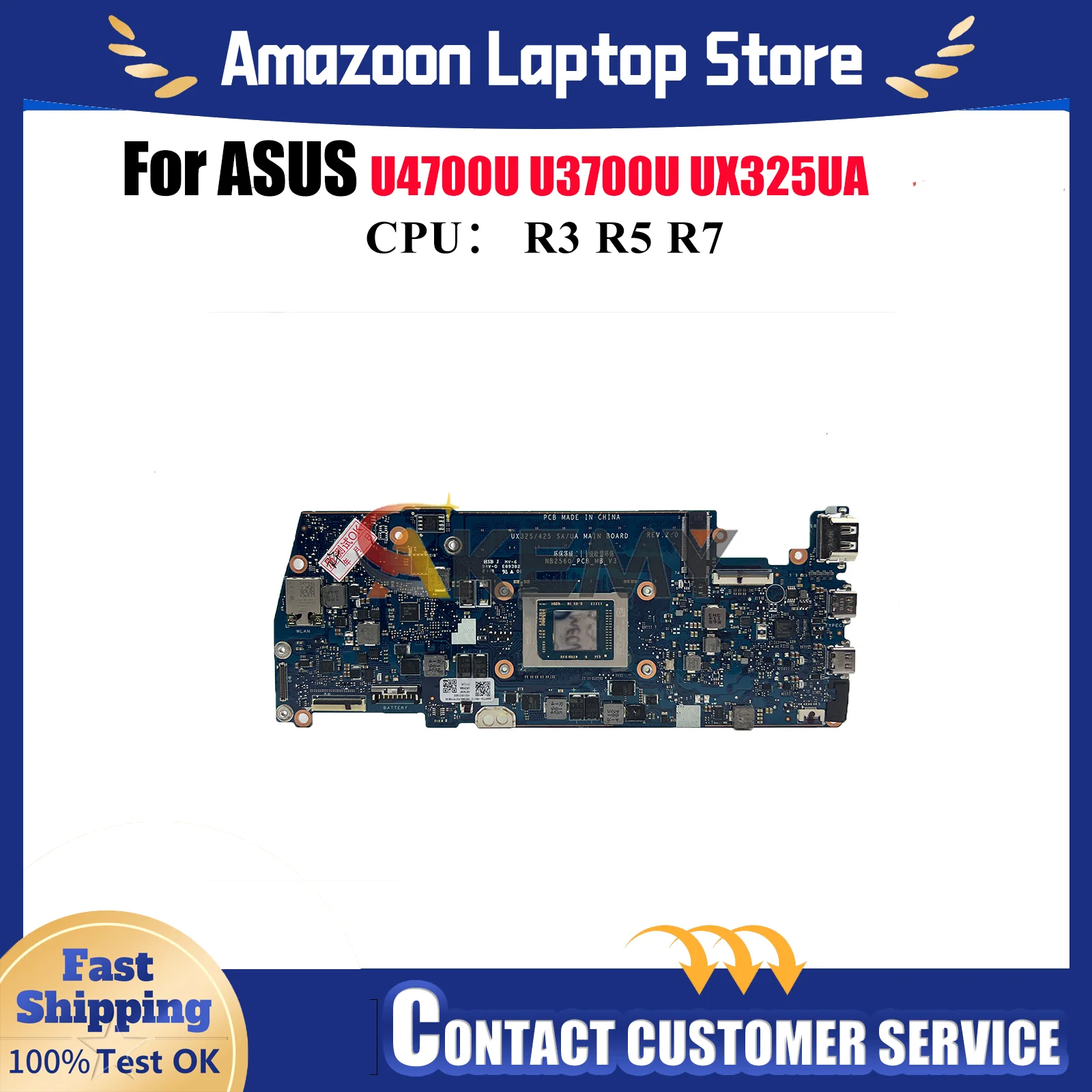 

UX325UA Материнская плата для ноутбука ASUS ZenBook U4700U UX325U UX325UA U3700U Материнская плата для ноутбука с процессором R3 R5 R7 100% tests OK stk