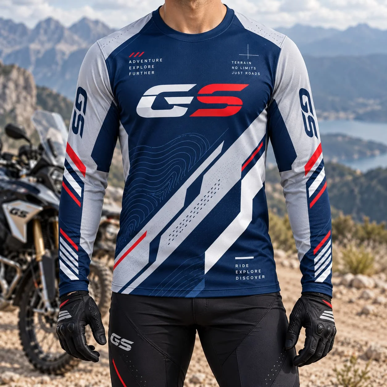 GS Adventure Men Tshirt  R1200GS Long Sleeve Tshirt Motorcycle Graphic Jersey Racing Style Off Road Riding Wear Unisex Outdoor