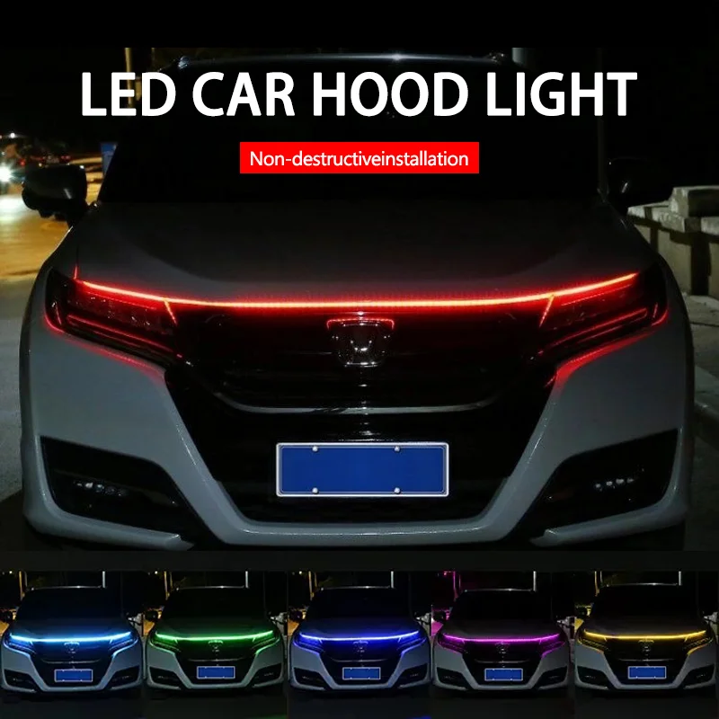 led strip hood light Car DRL Led Light Strip For Car Hood Flexible Daytime Running Light Strip Universal Decoration Lamp For DRL