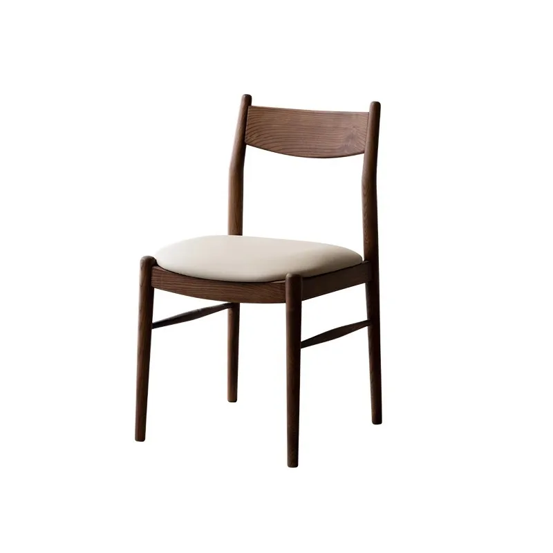 

Nordic solid wood dining chair, simple soft bag seat cushion in the living room