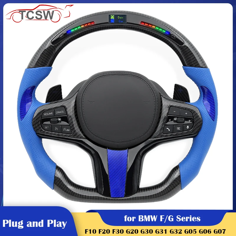 

Sport LED Blue Carbon Steering Wheel for BMW F/G Class G05 G06 G07 G08 G11 G12 G14 G15 G16 G17 G20 G29 G30 G31 G32 F10 F20 F30