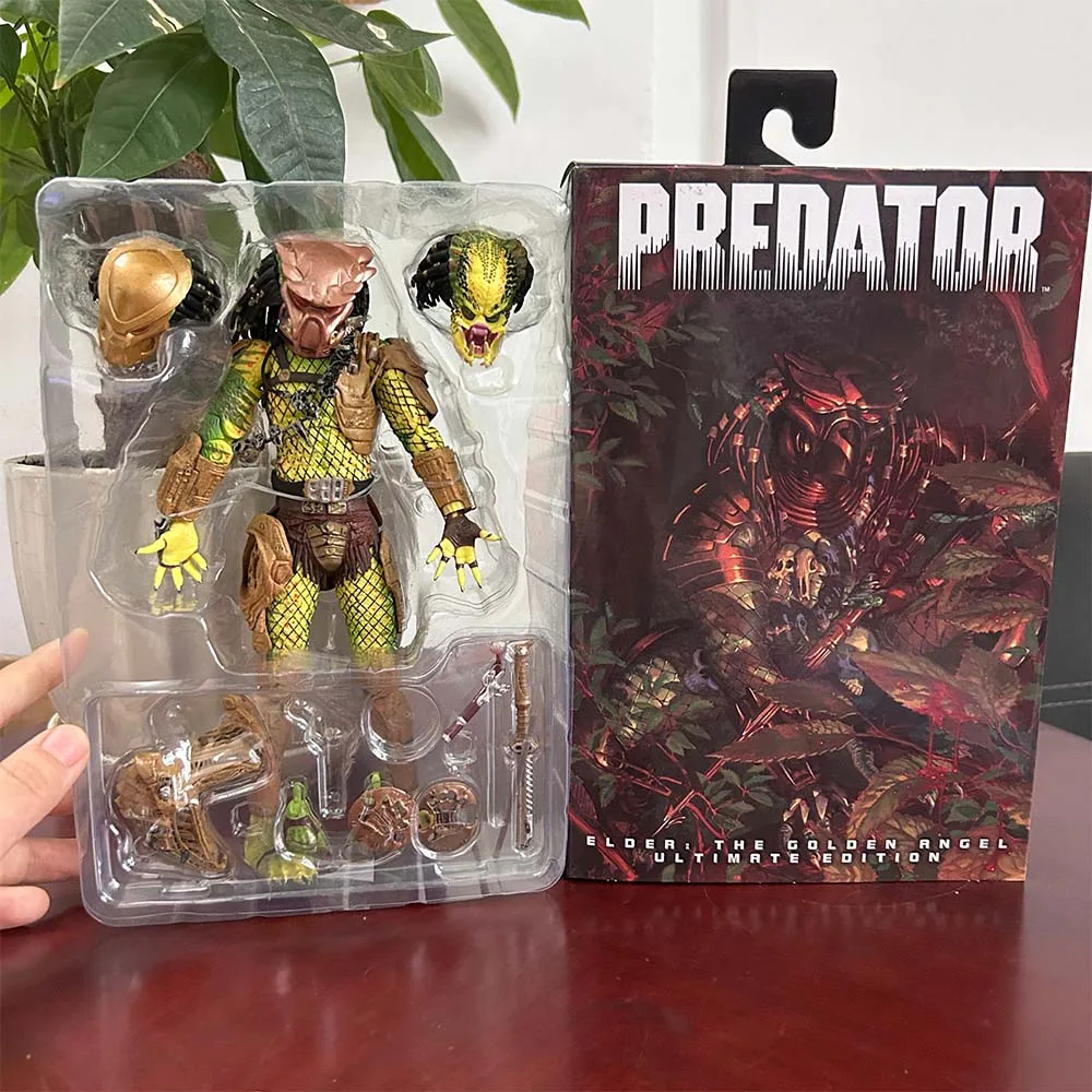 NECA Figure Predator Elder Predator Gold Kenner Leader Clan Chief PVC Action Figure Predator 2 Model Toys Joint Movable Gift