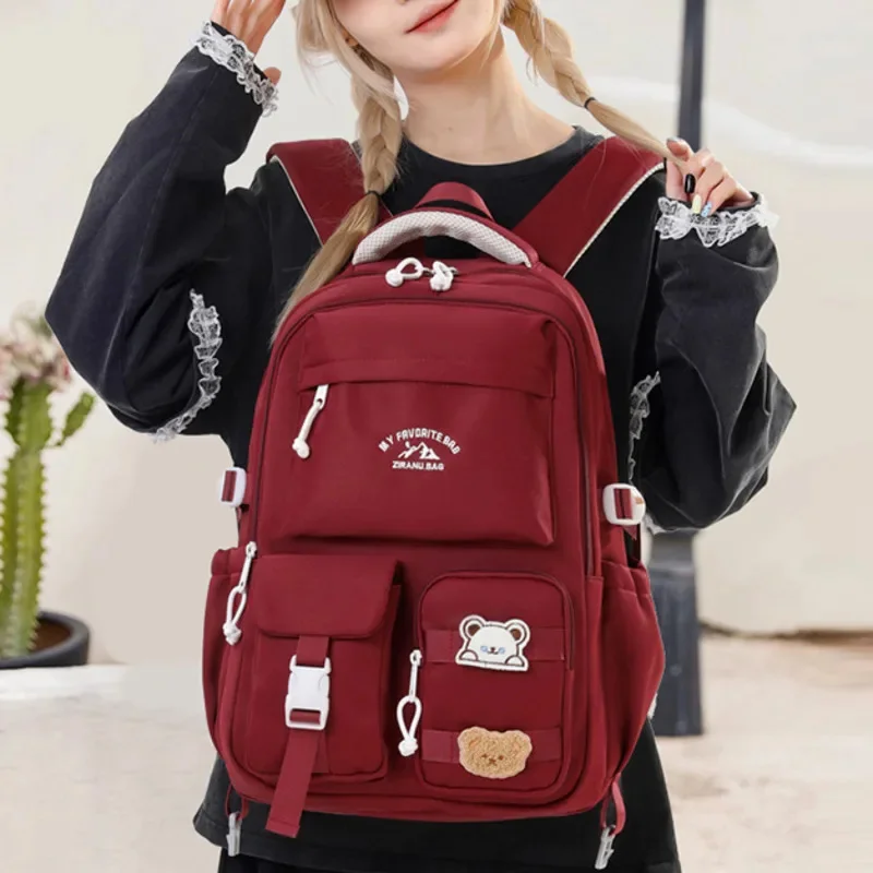 Ins Bear Cloud Y2K Backpacks Pendant Students Double Shoulder Bag Back To School College School Girl High Capacity Backpacks New