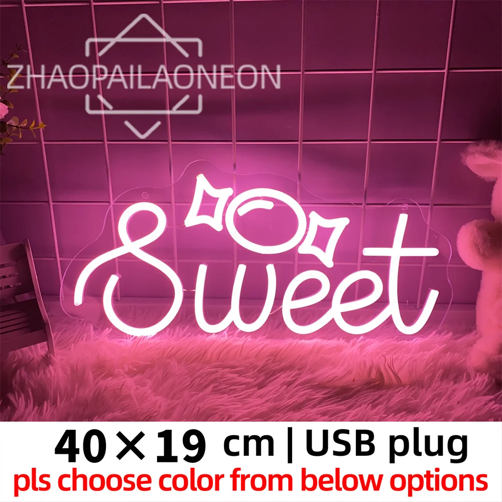 Imagem -02 - Sweet Neon Led Sign Wall Light Decoração do Casamento Party Light Lâmpada do Quarto Usb Home Signs