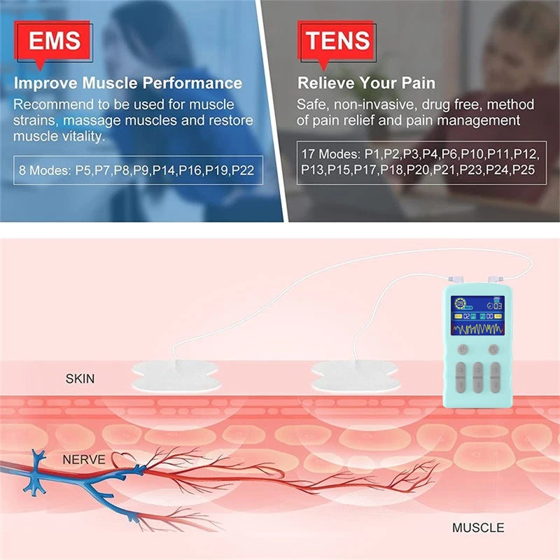 Aparato de mioestimulación, máquina TENS, Estimulador muscular EMS, masajeador de pulso electrónico, dispositivo de fisioterapia de baja frecuencia