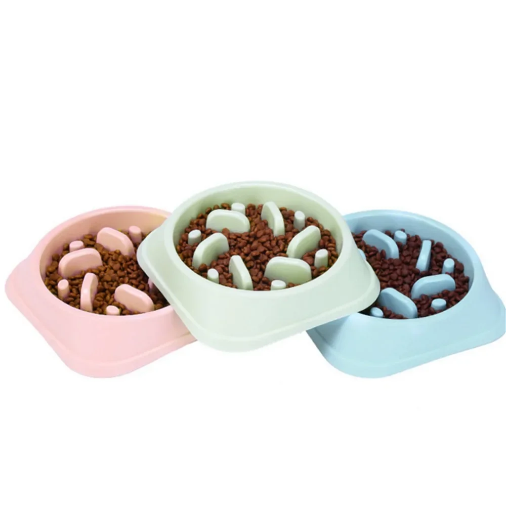 2019 New Pet Dog Bowl Slow Feeder Plastic Anti Choking Puppy Cat Eating Dish Bowl Anti-Gulping Food Plate Cat food mat Cat bowl