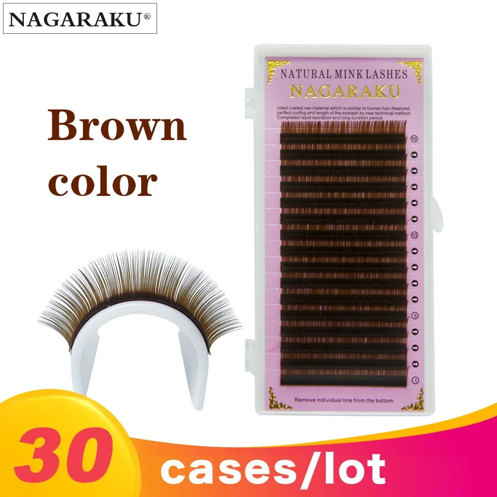 

NAGARAKU 30 cases/lot Eyelash Extension Maquillaje Makeup Brown Color Individual Eyelash Mink Lashes Brown Maquiagem Cilios