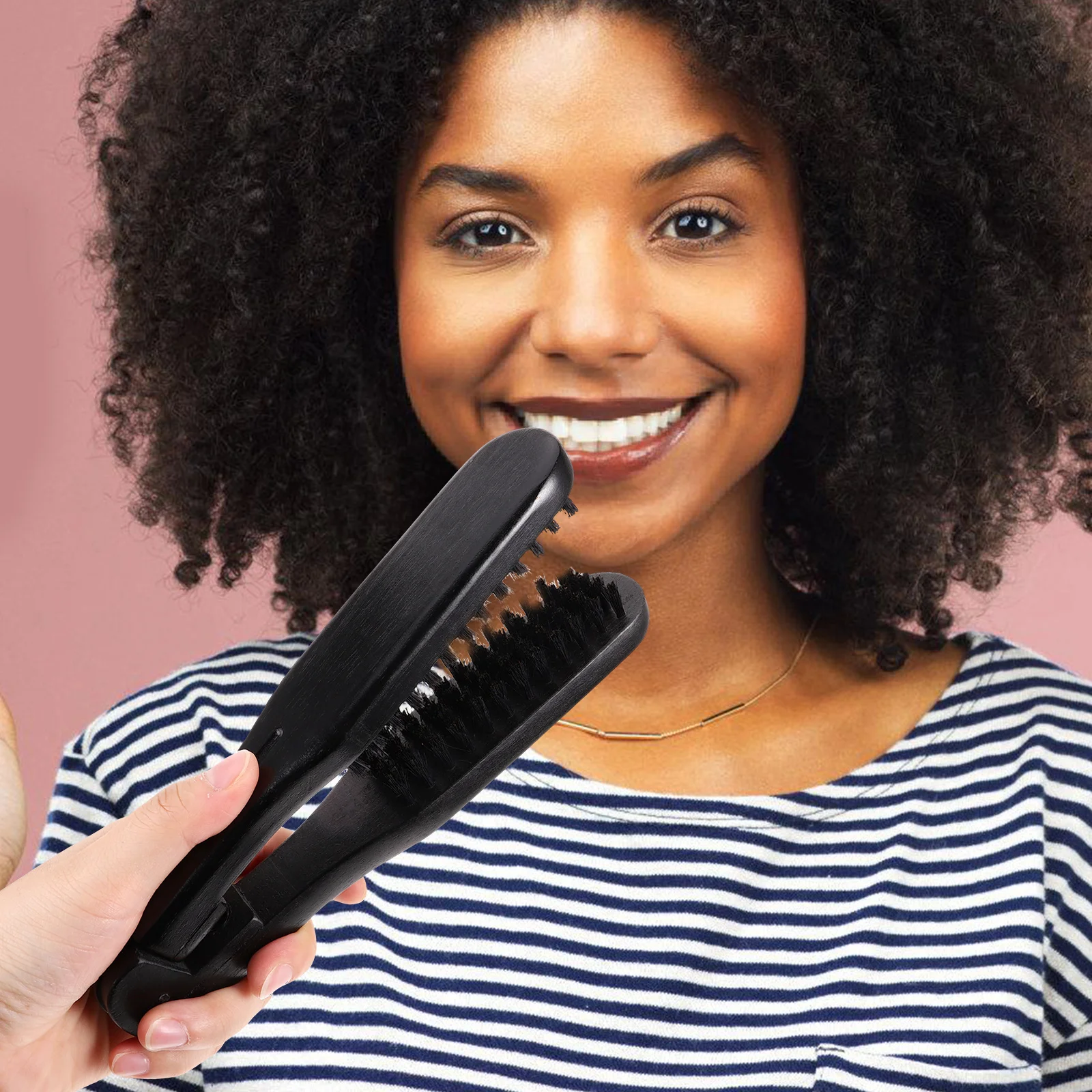 

Clamp Hair Straightener Comb Double Sided Bristle Brush Professional Hair Styling Tool Anti-Frizz Smooth Straighten Curl