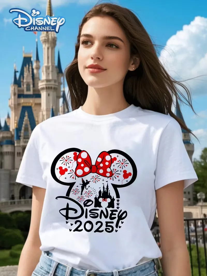 

Футболка с замком Disneyland's Enchanting Kingdom 2025, винтажные женские и мужские хлопковые футболки с круглым вырезом, повседневные большие топы с короткими рукавами