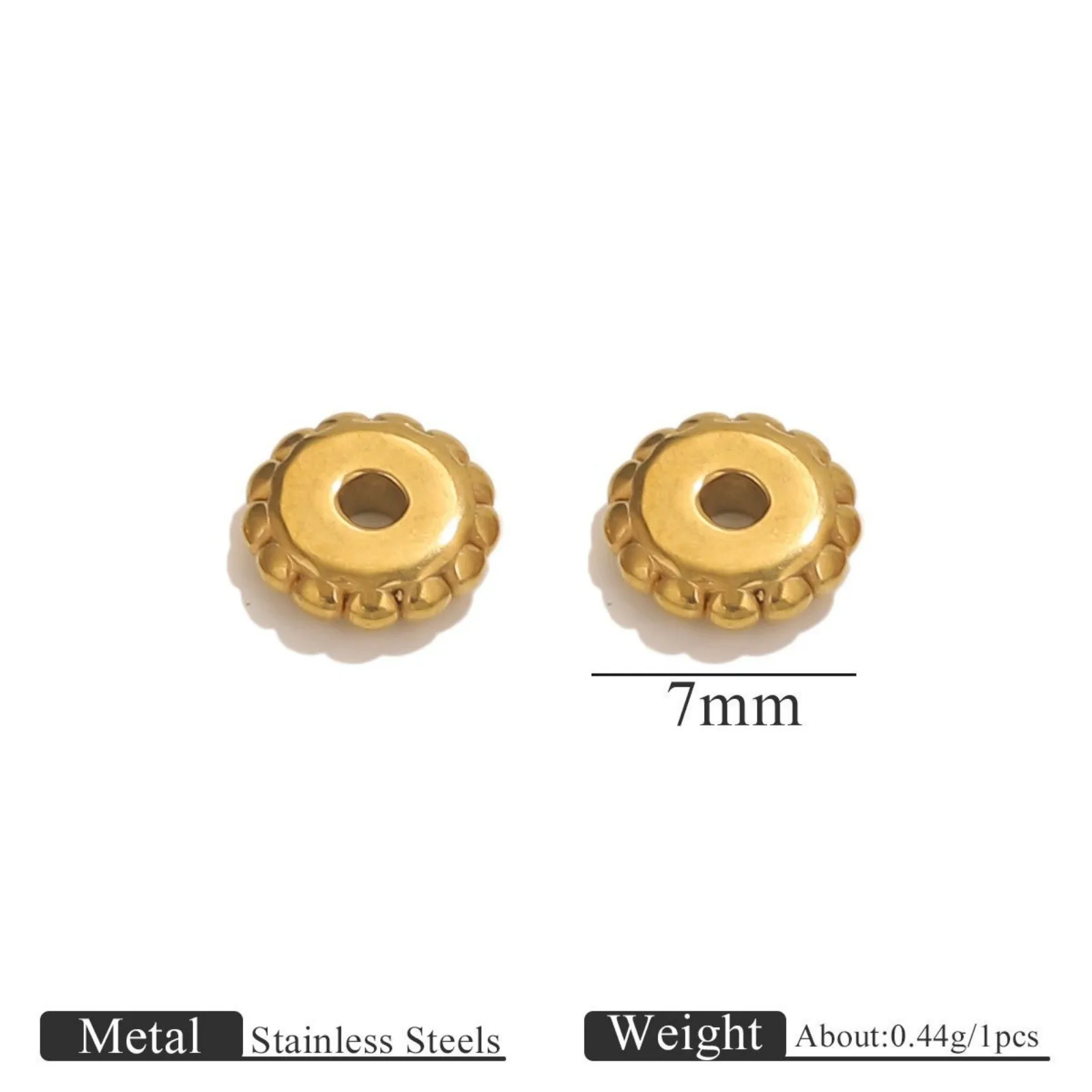 10 Stück 304 Edelstahl-Abstandshalter-Perlen, runde, gepunktete Perlen für DIY-Armbänder, Halsketten, Schmuckherstellung, Zubehör, Großhandel – Detail 3