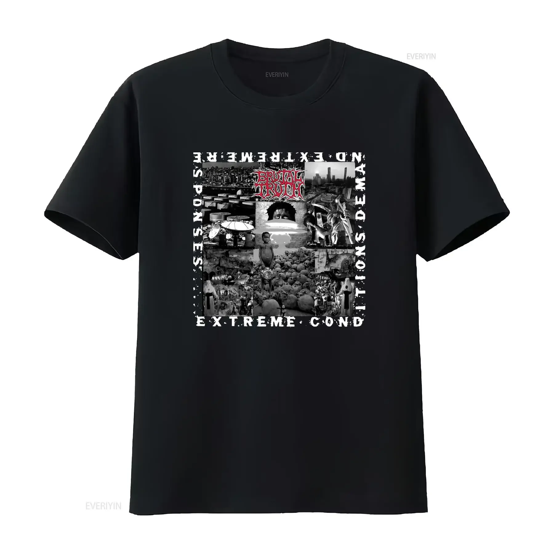 T-shirt vintage en excellent état BRUTAL TRUTH, idéal pour les fans de Carcass, Napalm Death, Terrorizer, disponible en version longue ou vintage.