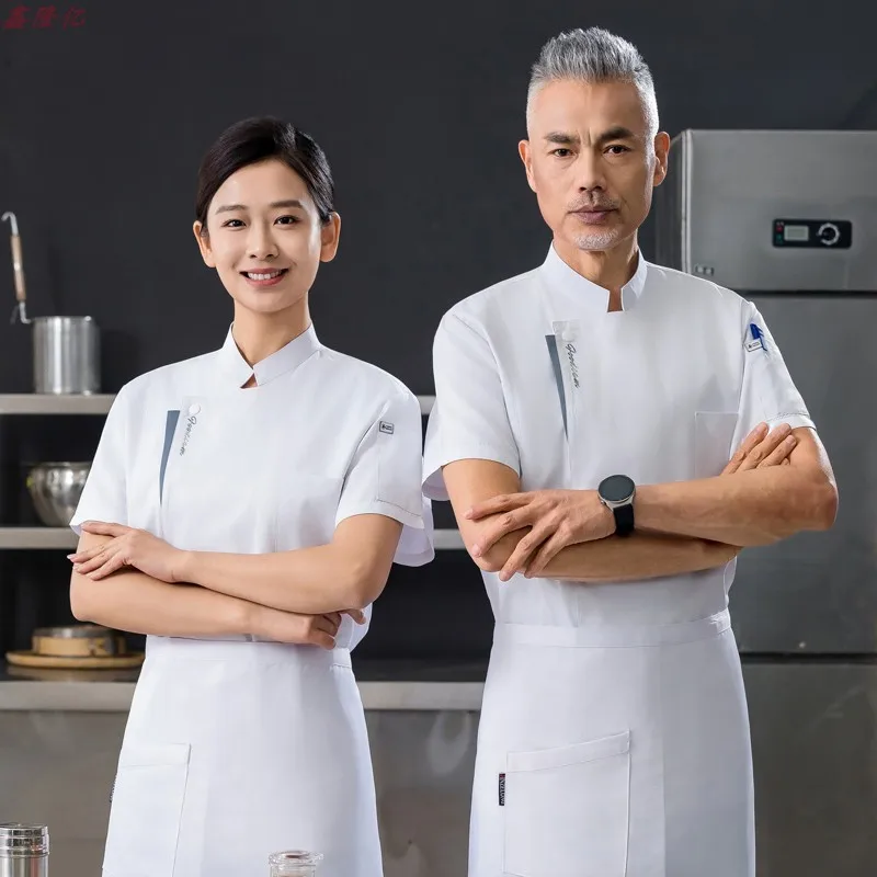 ホテルシェフ制服西洋レストランステーキハウス夏半袖作業服食堂ベーカーシェフ服