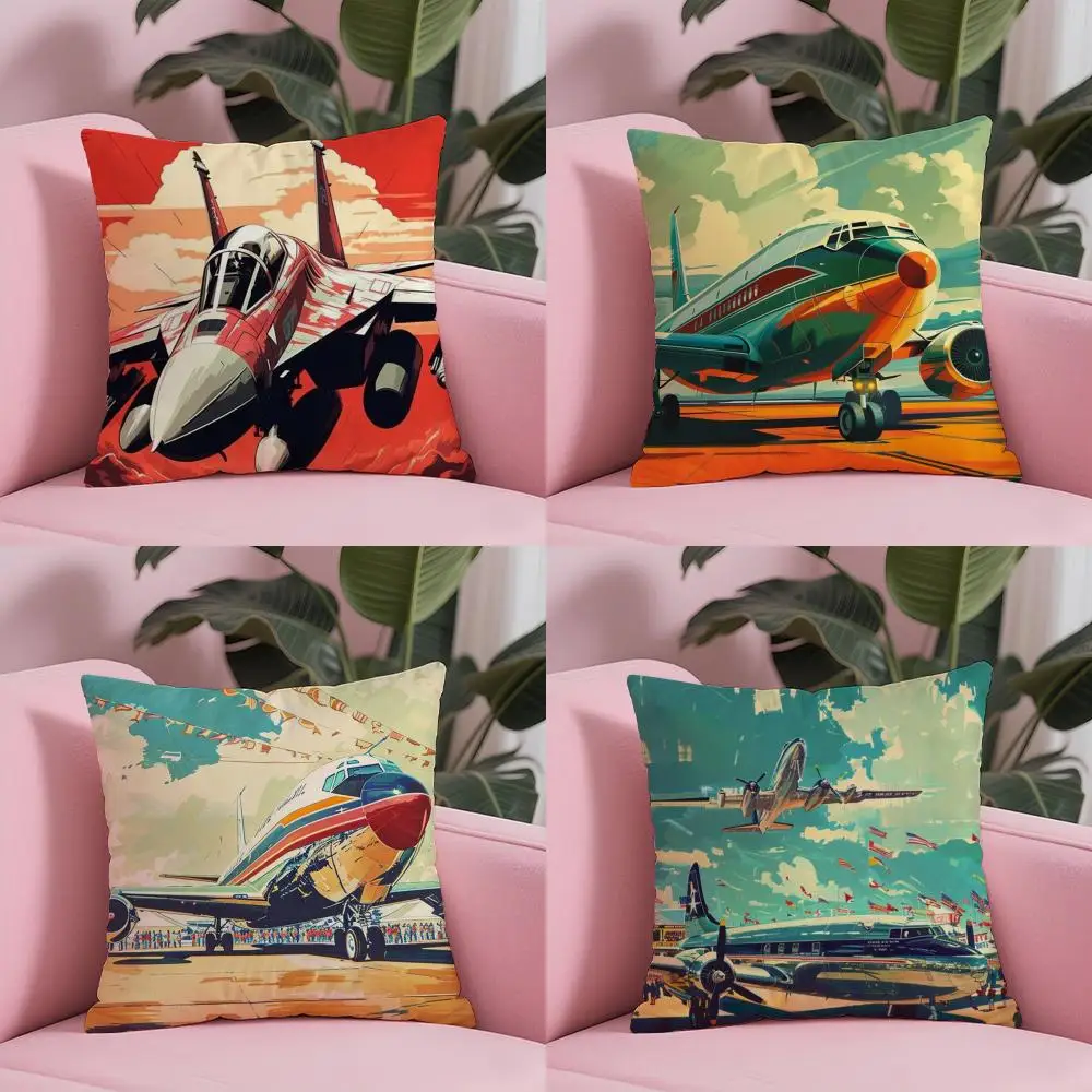 غطاء وسادة رائع على شكل طائرة على شكل طائرة، غطاء وسادة أريكة حريري قصير من القطيفة مع سحاب غير مرئي مقاوم للغبار لديكور المنزل