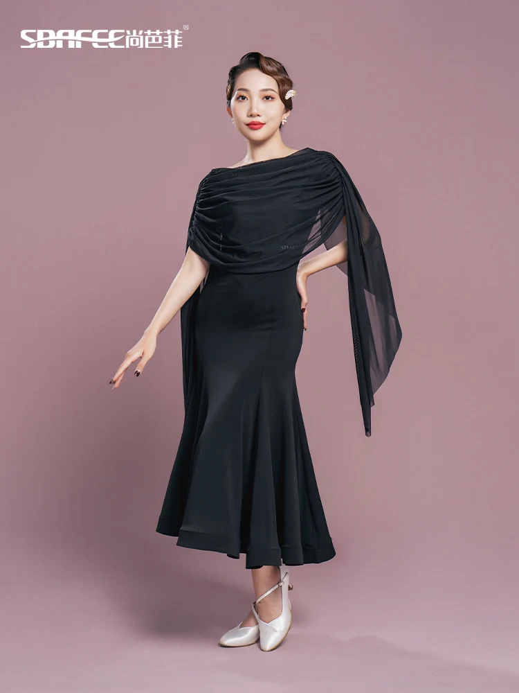 Modern Women's New National Standard Dance Social Performance Dress Big Swing Skirt