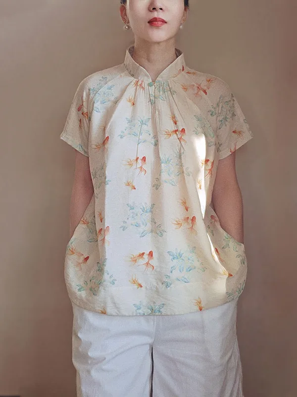 

Новая летняя свободная блузка из хлопка и шелка с коротким рукавом, оригинальный дизайн в традиционном китайском стиле, женский топ.