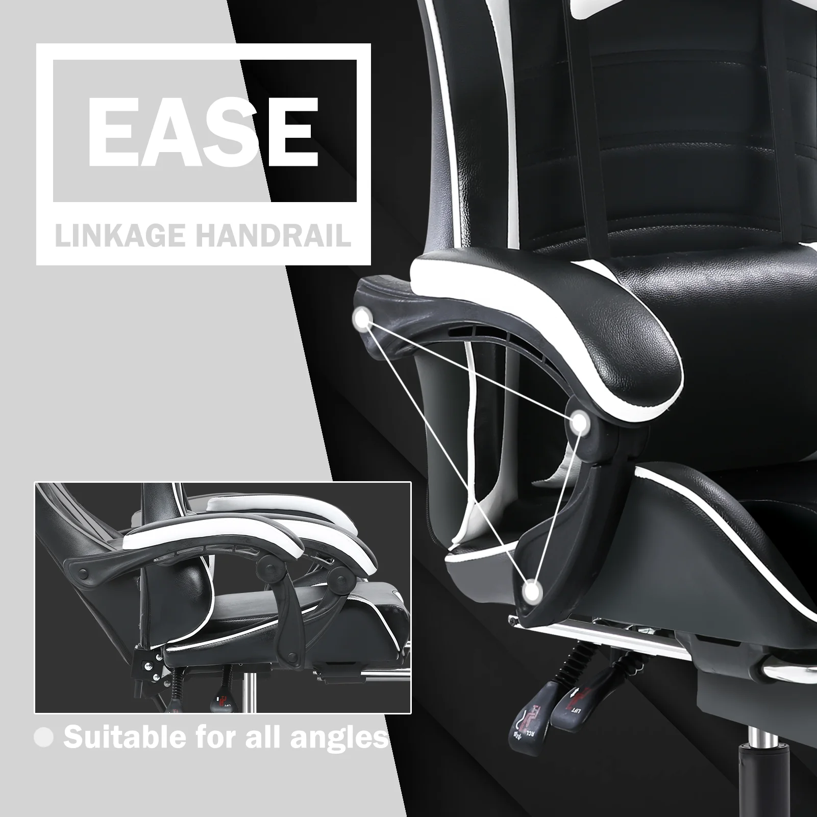 Chaise de jeu ergonomique à roulettes, chaise de jeu vidéo pour adultes, chaise d'ordinateur