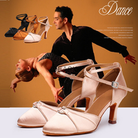Women's Shoes Latin Dance Sports Salsa Jazz Tango Ladies Dance Shoes High Heels Skin-friendly Satin Pink Black