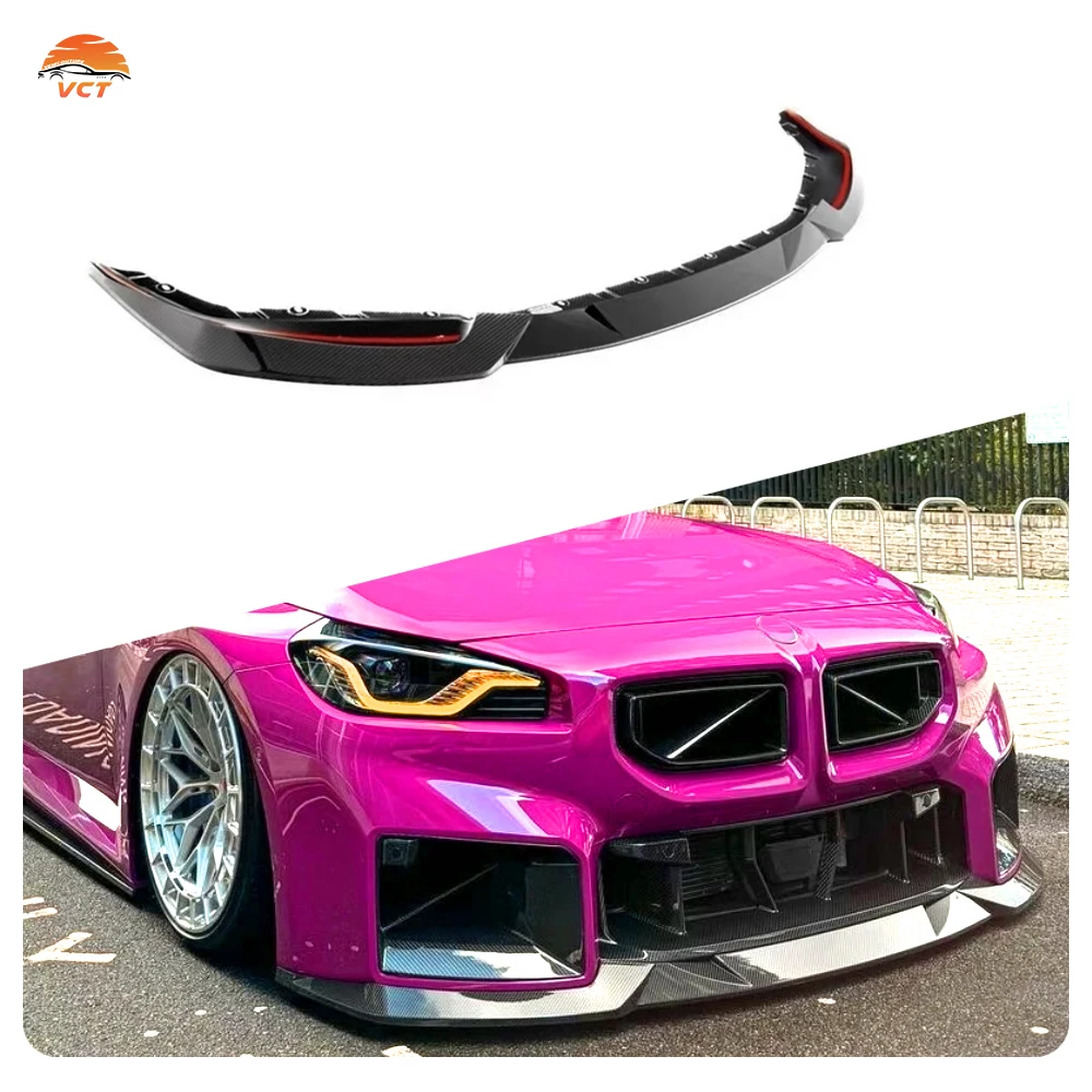 

Для высококачественного настоящего углеродного волокна в стиле R44, передний диффузор для губ, автозапчасть для BMW G87 M2, передняя губа из углеродного волокна