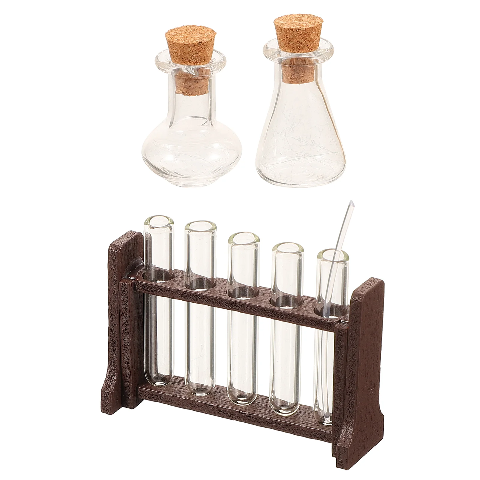 Children’s Toys Education Test Tube Mini Laboratory Set Rack for House Science Micro Landscape Prop Black Experiment