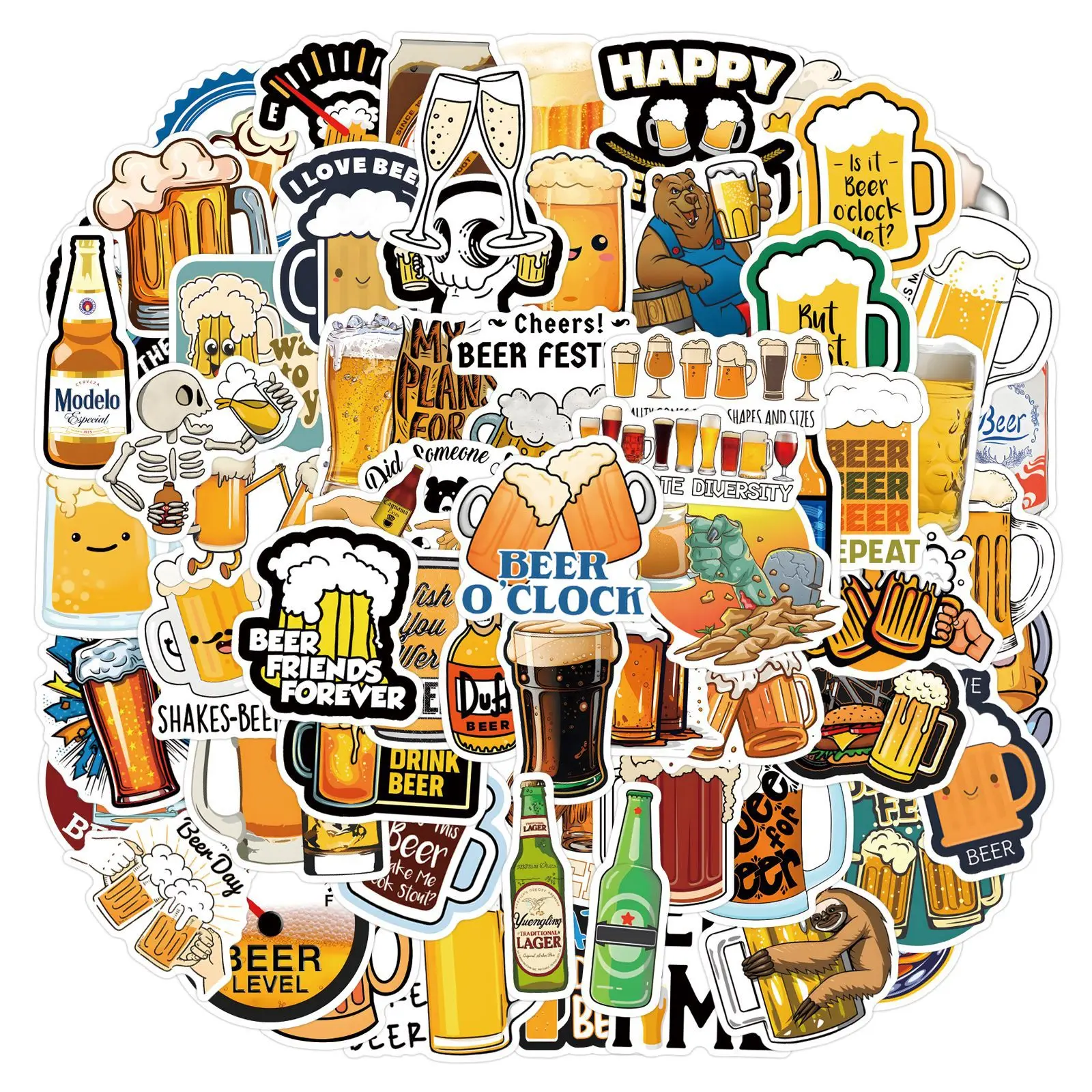 10/30/50/110PCS Beer Cartoon Stickers Reduce Summer Heat Drink Sticker Happy Celebrate Decals DIY Laptop Phone Bike Skateboard