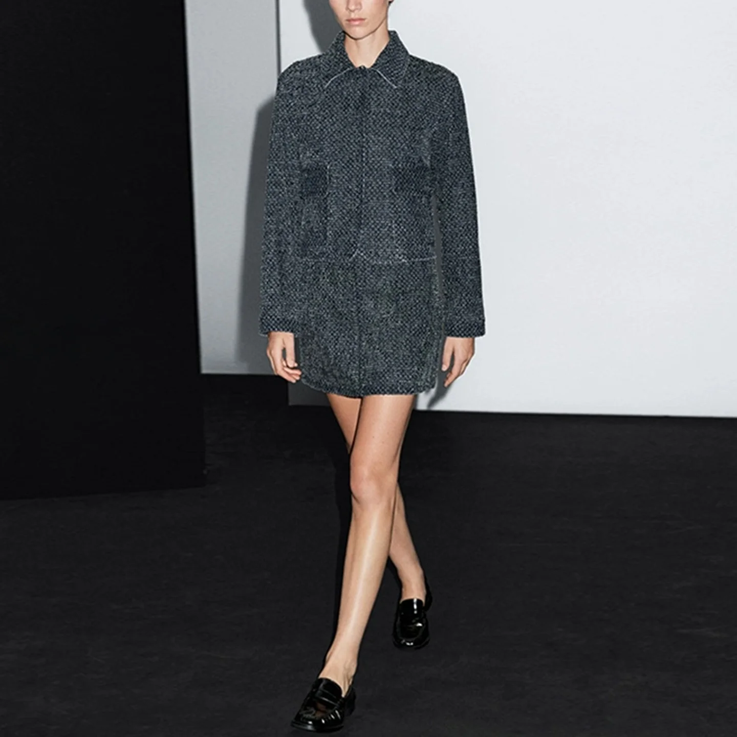 

Z Women's Denim Jaet And ort Skirt Set European Sle Turn-down Collar Four Seasons Adult Faion Two-piece Suit