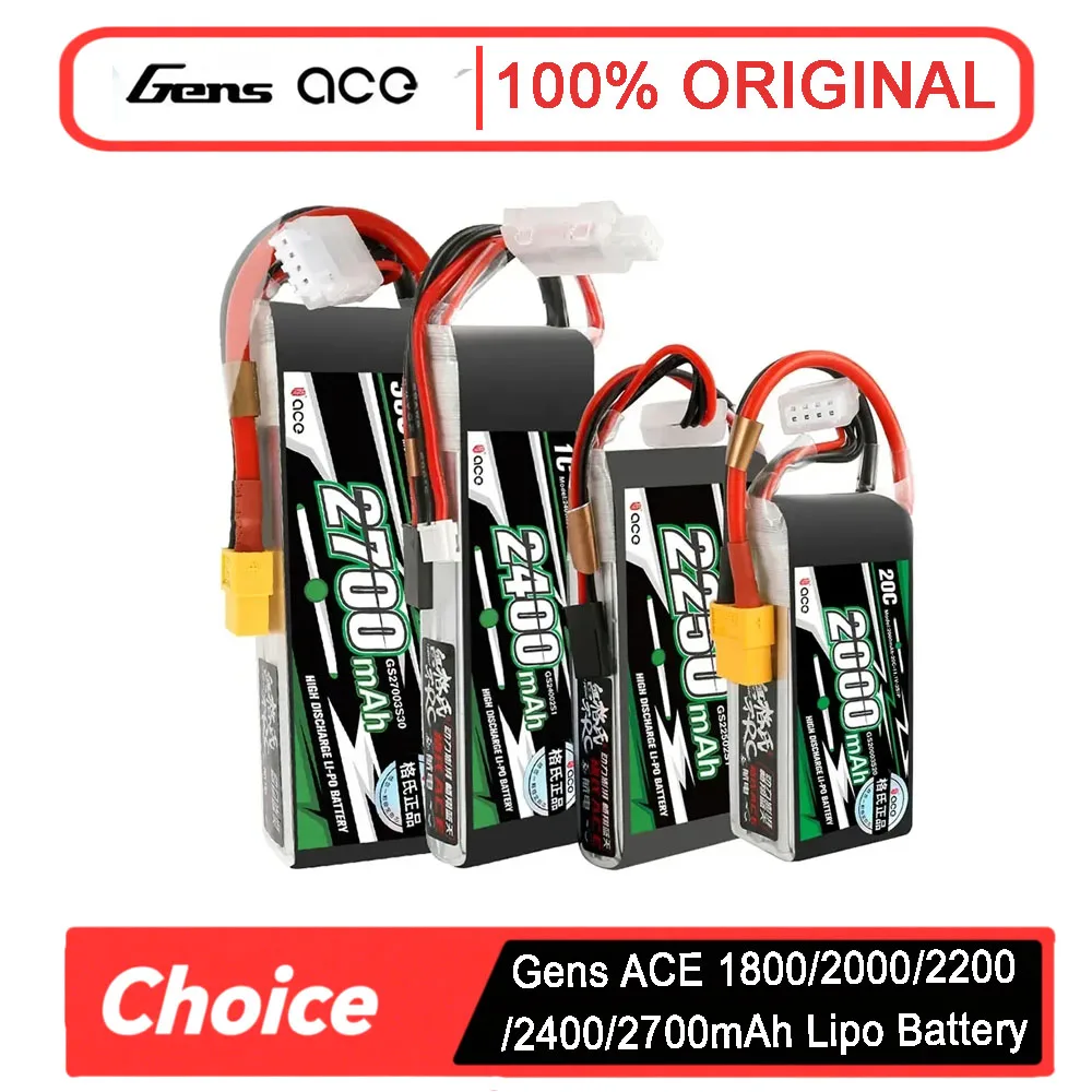 Gens ACE Lipo Akku 2S 3S 4S 6S 1800mAh 2700mAh 20C 30C 45C 7,4V 14,8V XT60 T-Stecker für FPV Drohne RC Modell
