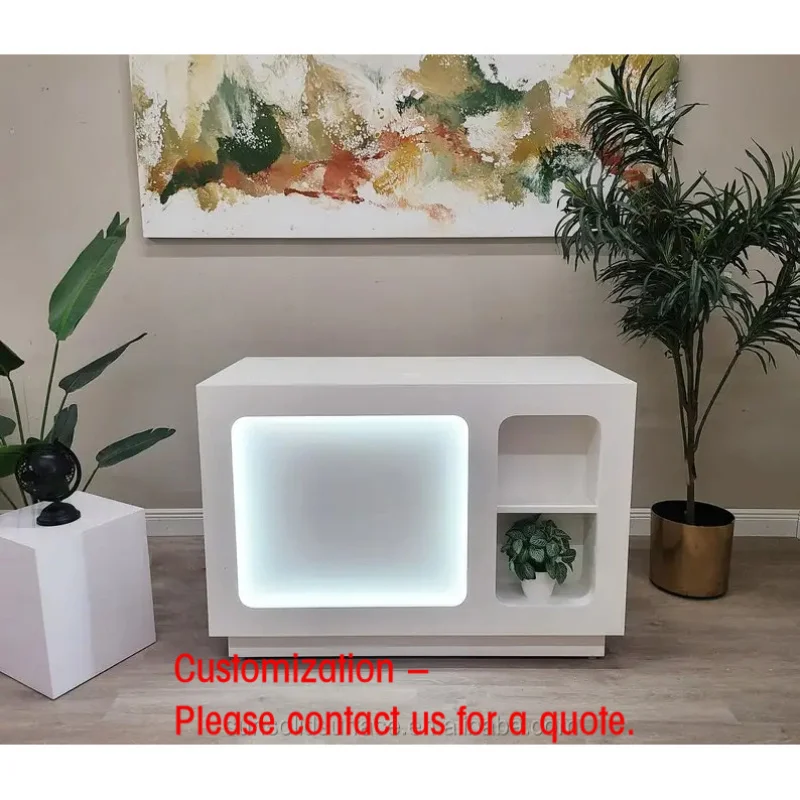 

custom.Luxury Design Company Hotel Service Counter Front Table Modern Cashier Beauty Salon Reception Desk Custom