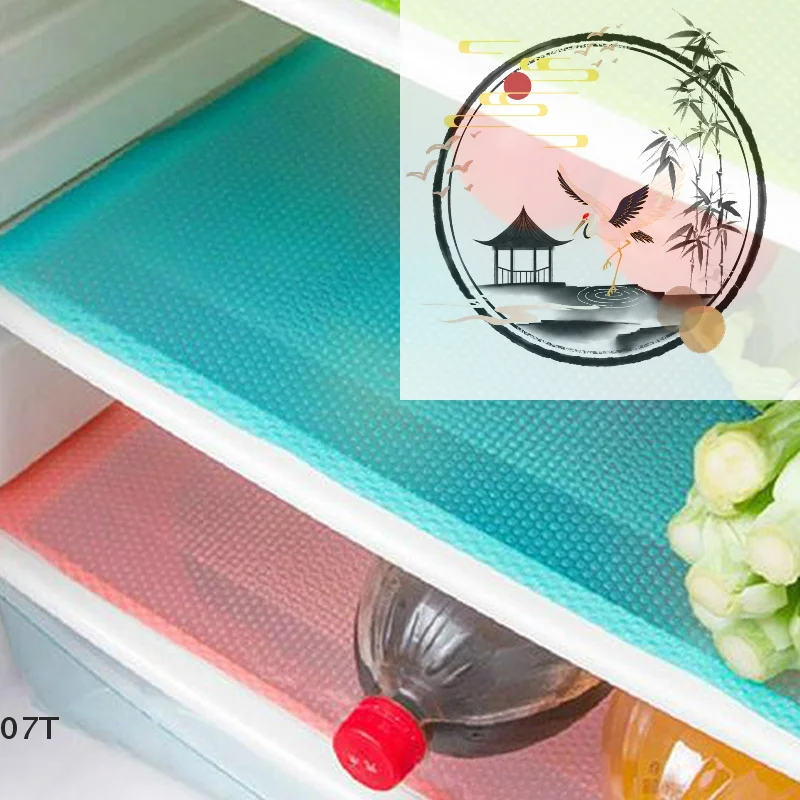 4PCS EVA Waterproof Refrigerator Liner Mat Washable Mildew Kitchen Pad Anti-oil Cabinet Drawer Placemat Heat-insulat Fridge Mat