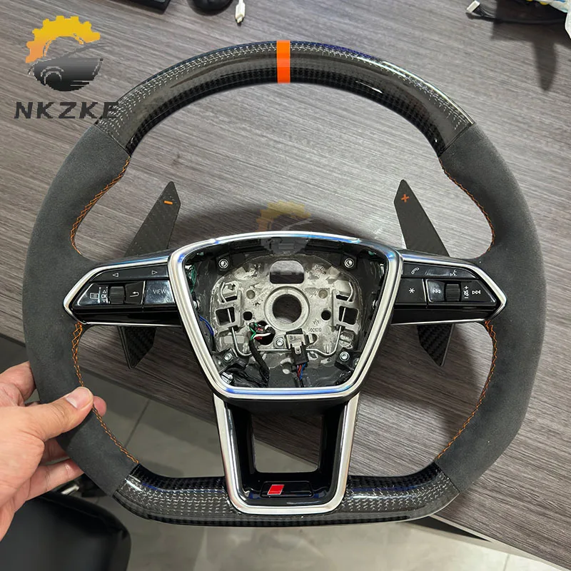 Carbon Fiber Heated Steering Wheel, Suitable For Audi A6 C8 A7, Pquipped With shift Paddles And Buttons, Car Accessories