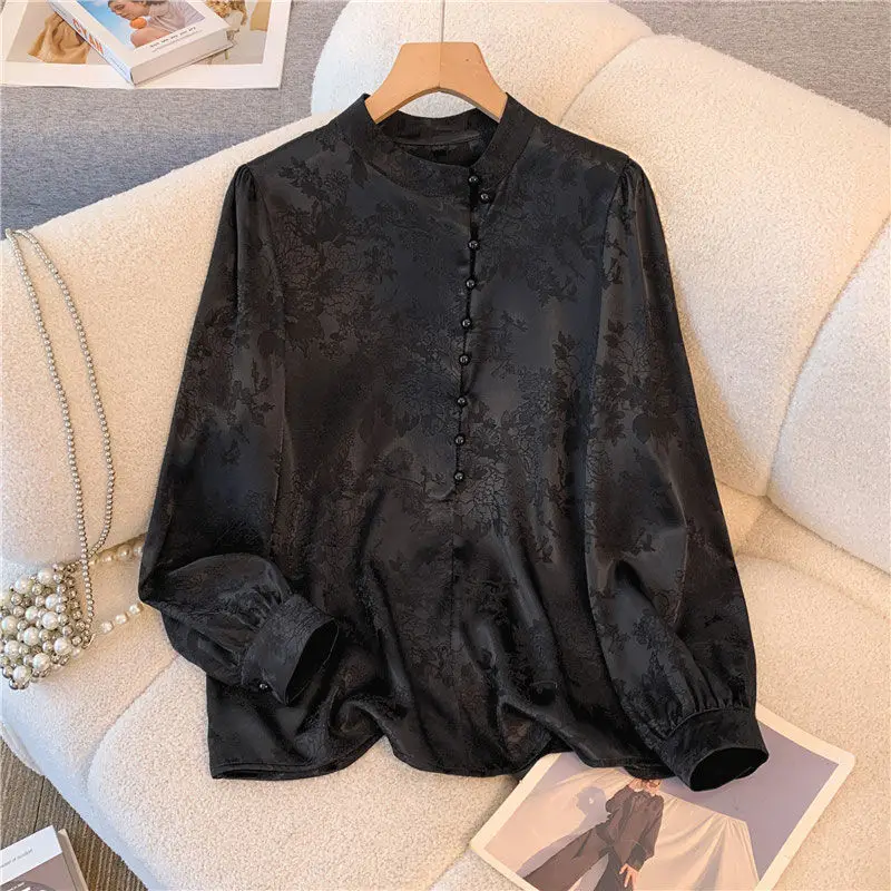 Spring Autumn New Fashion Stand Collar Long Sleeve Chinese Style Blouses Women\'s Clothing Frog Vintage Trend Simplicity Shirts