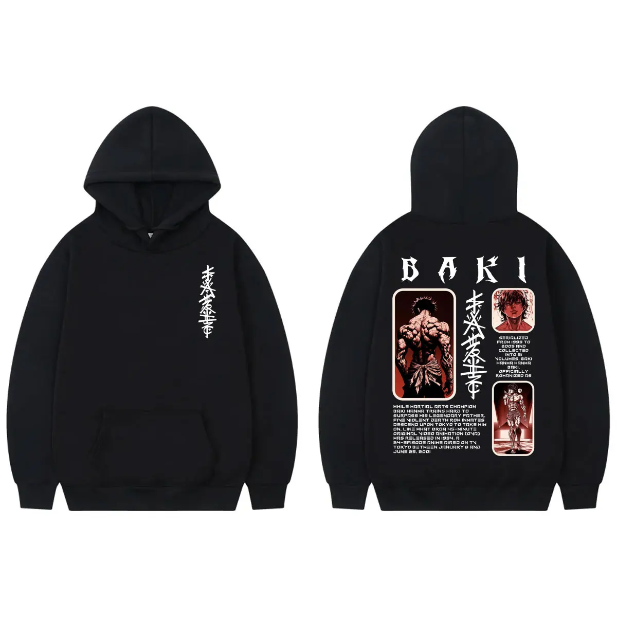 

Japan Anime Baki Graphic Hoodie Men Women Fashion Vintage Hooded Sweatshirts High Quality Fleece Oversized Pullovers Streetwear