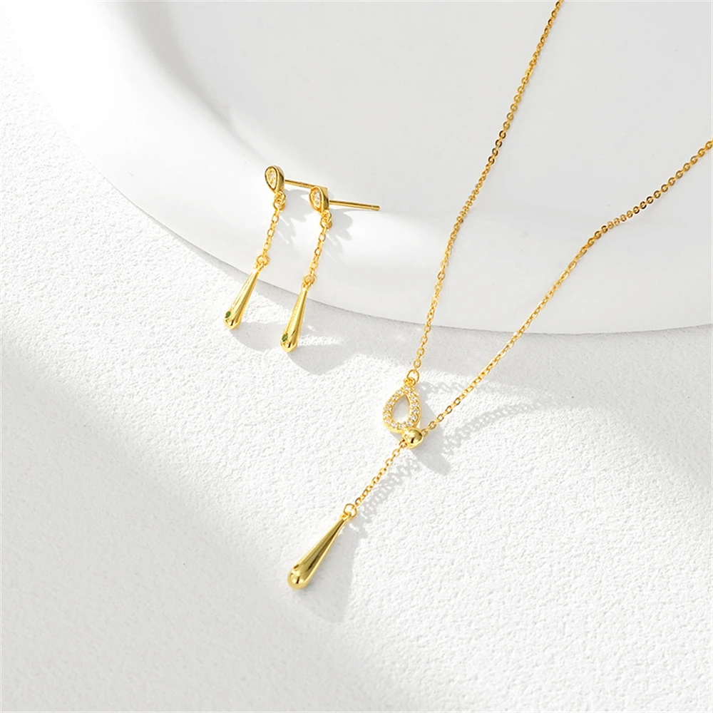 

Ожерелье с подвеской в виде капли воды из стерлингового серебра 925 пробы для женщин, нишевый дизайн Ins, инкрустированный бриллиантами, аксессуар с кисточкой из циркона