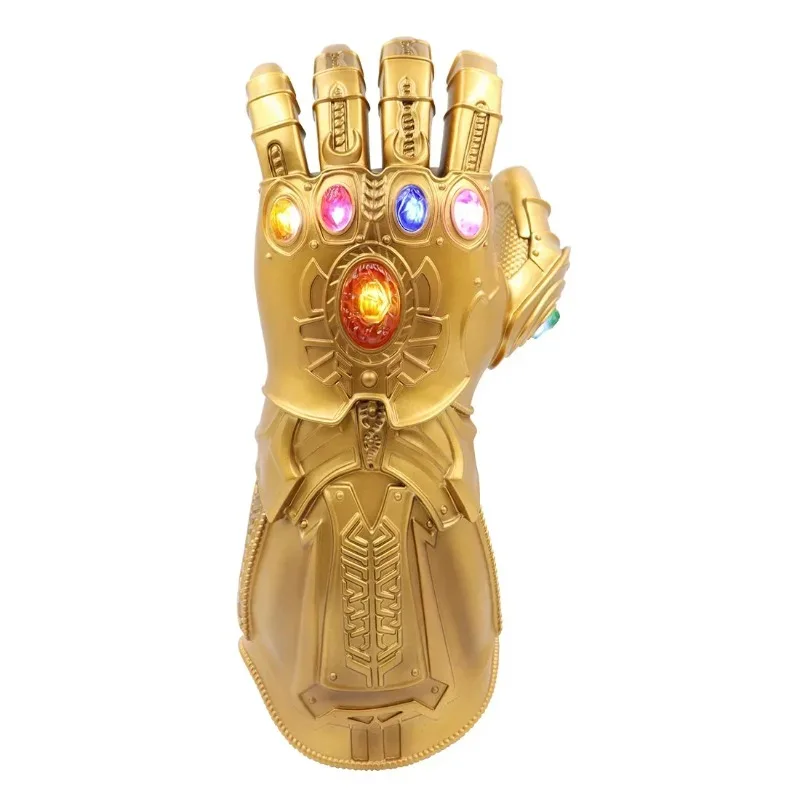 Guantelete del Infinito de guerra para Cosplay, guantes Thanos con luz LED, brazo de piedra preciosa, disfraz para niños, vestido elegante, accesorios para espectáculo en escenario de Anime, regalo