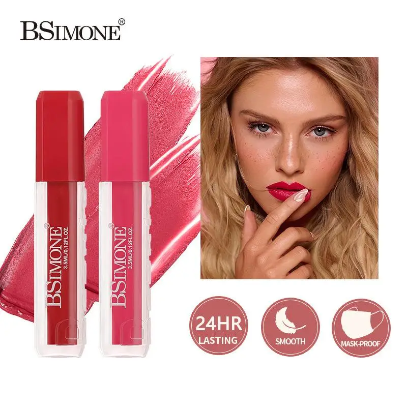 1Pc BSIMONE 매트 립 글로스 리퀴드 립스틱- 오래 지속되는 방수 기능이 있는 립 스테인, 성인 연령대, 레드 톤으로 쉽게 착색 가능