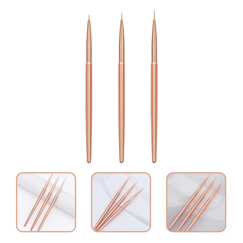 

Набор из 3 профессиональных кистей для дизайна ногтей: ручки-лайнеры для рисования и создания полосок, инструменты для маникюра