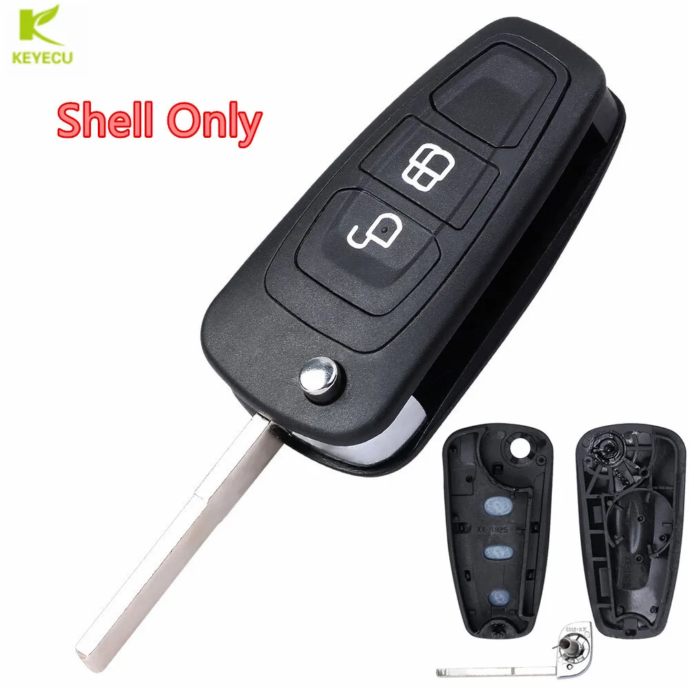 

KEYECU Replacement Flip Remote Key Shell Case 2Buttons for Ford Ranger C-Max Focus Grand for Mazda 3 2008-2012 BT50 2011-2015