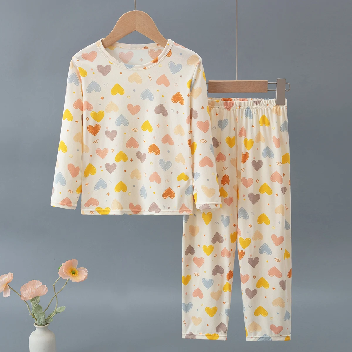 2-teiliges Kinder-Set für alle Jahreszeiten, langärmelige Hose mit niedlichen Mustern, farbenfroh, modisch, lässig, bequem, schweißabsorbierend, für Mädchen – Detail 5