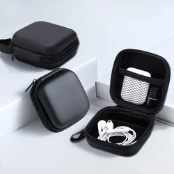 Headphone Case Bag with Lanyard Earphone Box Storage for Memory Card Headset USB Cable Charger Organizer Square Storage Bag