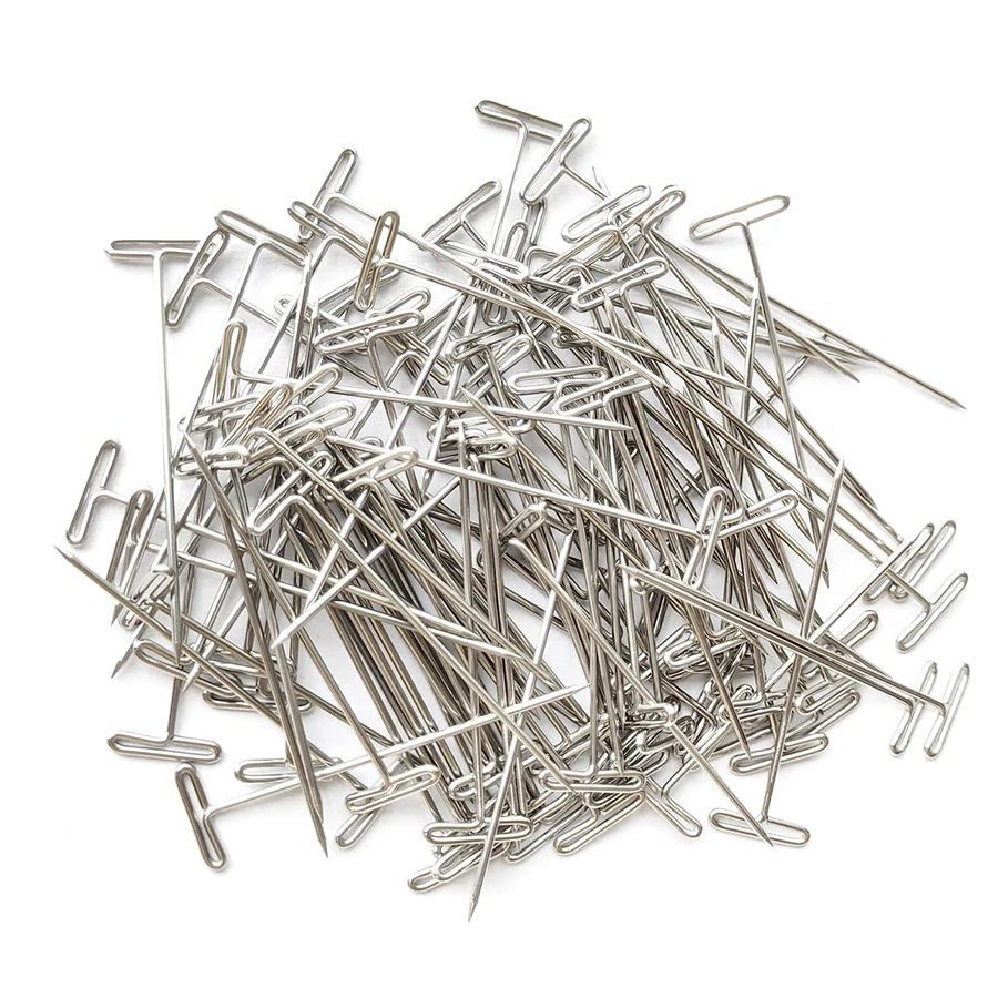 50/100/200Pcs 38MM T Pin Needles Wig Making T Pins for Blocking Knitting T-Pins Stainless Steel image 6