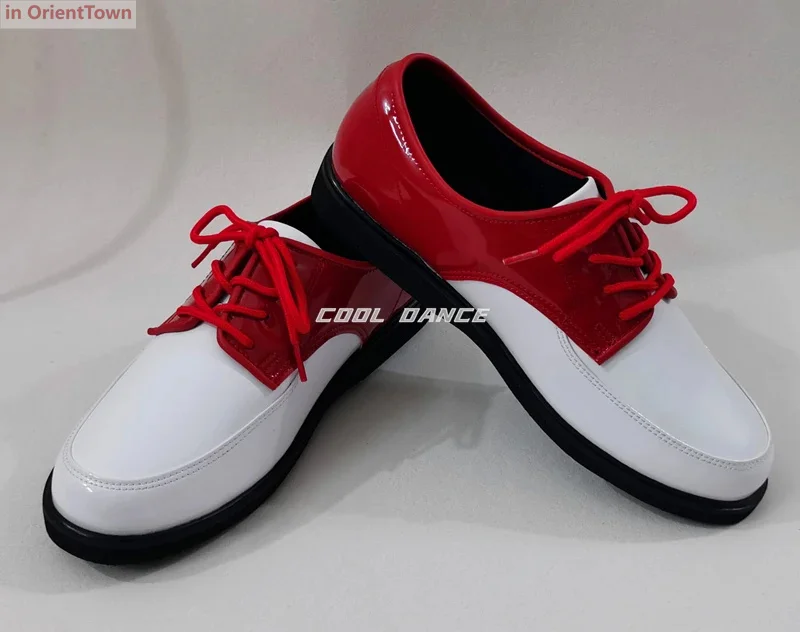 COOL DANCE Authentic Popping Red White Locking Comfortable Shoes Europe and America Street Breaking Dance Leather Shoes