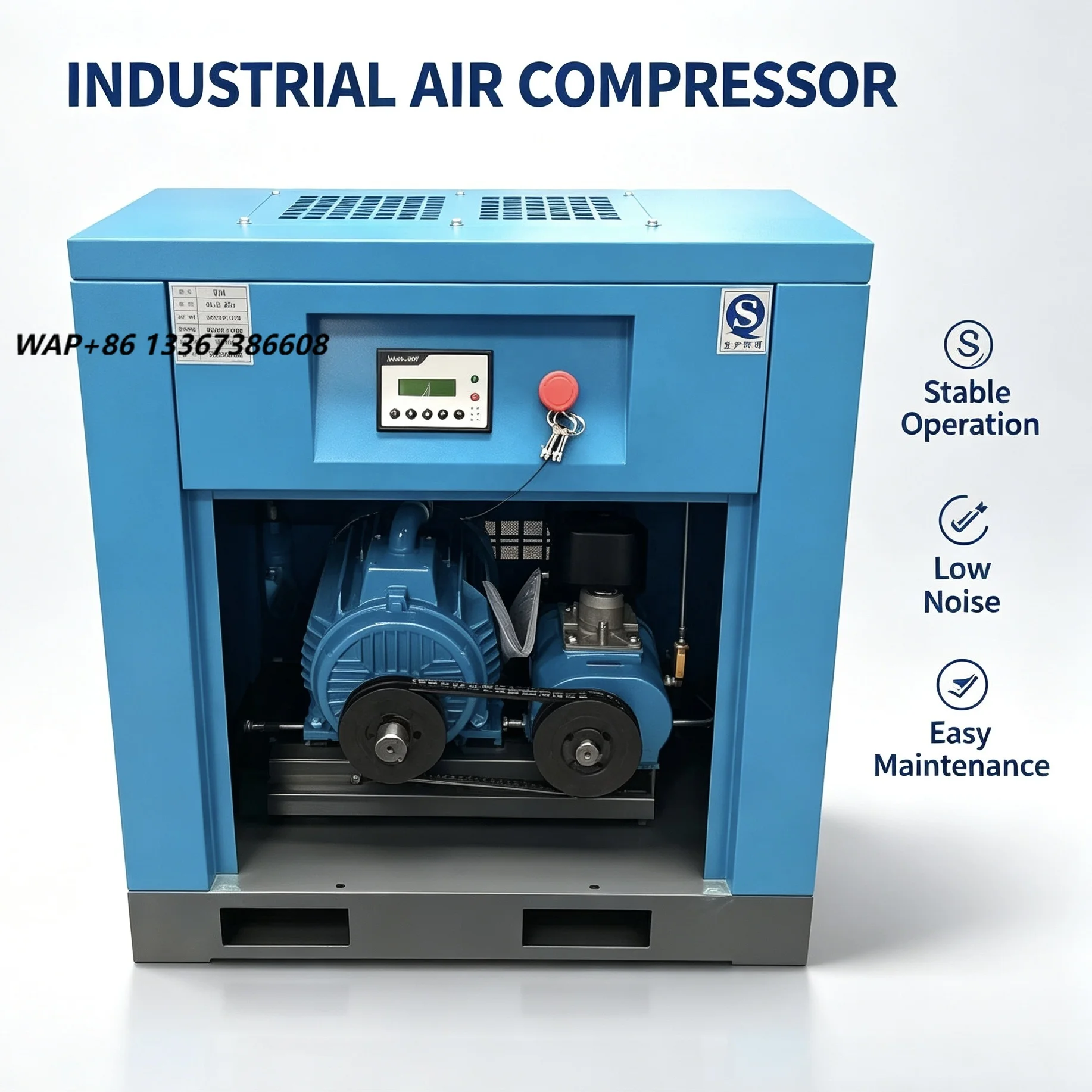 China Factory Supply Low Noise Energy-Saving High Efficiency Screw Type Portable Lubricated Air Cooled Air Compressor