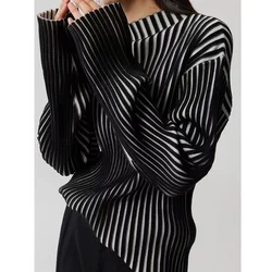 Autumn Winter New Contrast Color Striped Sweater Women High Street Casual Slim Long Sleeve Pullovers Elegant Comfortable Tops