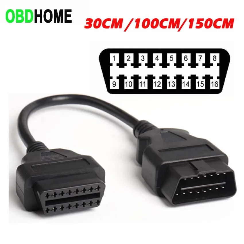 30/100/150/300cm Option OBD2 Extension Cable Car OBD 2 16pin Female To Male Connector for Car Scan Diagnostic Tool OBDII Extend