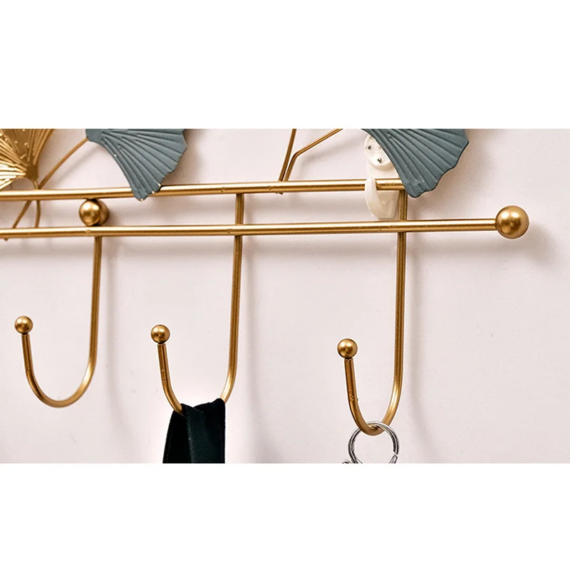 Nordic Style Golden Leaf Hook Creative Coat Cap Hanger Key Organizer Iron Art Wall Hanging Decoration Home Storage Accessories