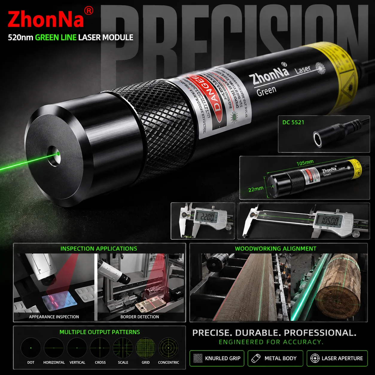 660nm Red Woodworking and Stone Cutting Equipment Laser Positioning Module 200mW Horizontal Line and Cross Optional DC3V