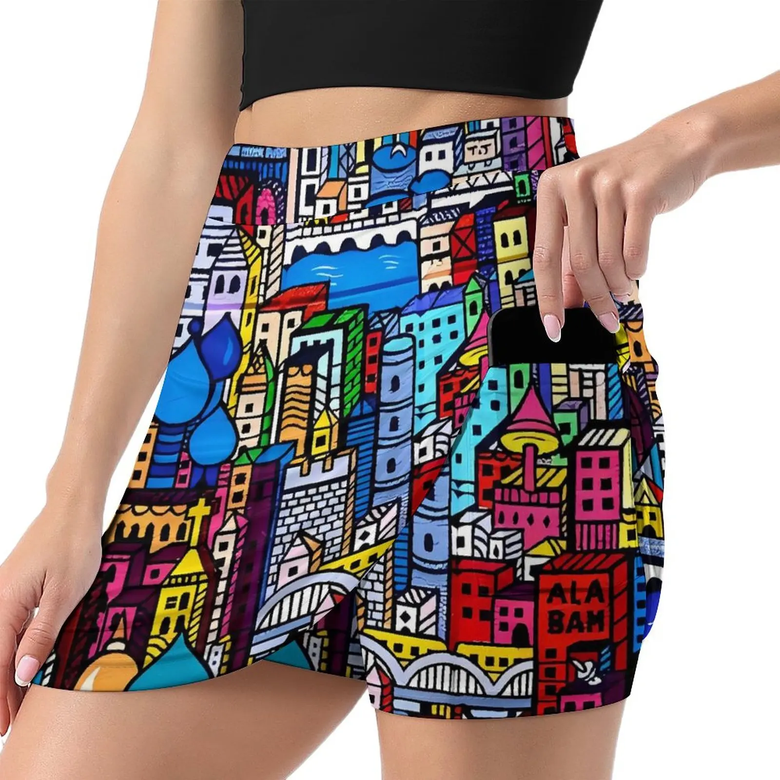 Graffit Art Skirt Summer Vintage Print Street Wear Casual A-line Skirts Vintage Mini Skirt Women Graphic Oversized Clothing image 2