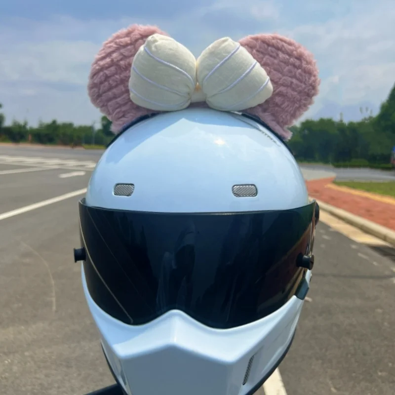 WINGTKP Motorcycle Helmet Decoration Cute Bow Ear Dafei Helmet Decoration Personalized Fashion Eye-Catching Helmet Decoration