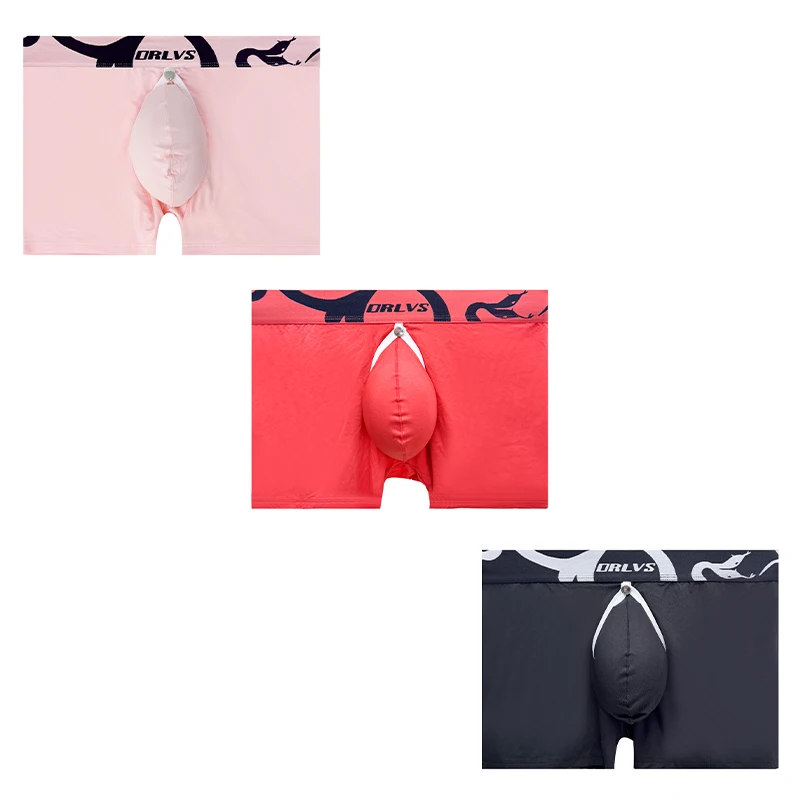 3pcs Serpentine Belt Men's Boxer Underwear Modal Sexy Freely Detachable Pouch Low Waist Sports Exercise Open Back Underpants